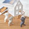 Tančící kočičí postava Dekorace Rozkošný vzhled Mini velikost Legrační kreslená socha kočky Socha zvířecího modelu Ornament
