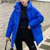 BITCED Women's Mid-Length Winter Waist-Defining Thickened Cotton Coat, Padded Jacket