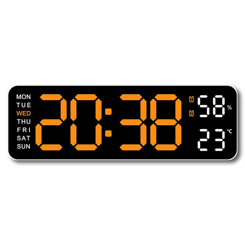 Multifunctional Rectangular Electronic Alarm Clock with Large Display - Wall-Mountable/Desktop Stand