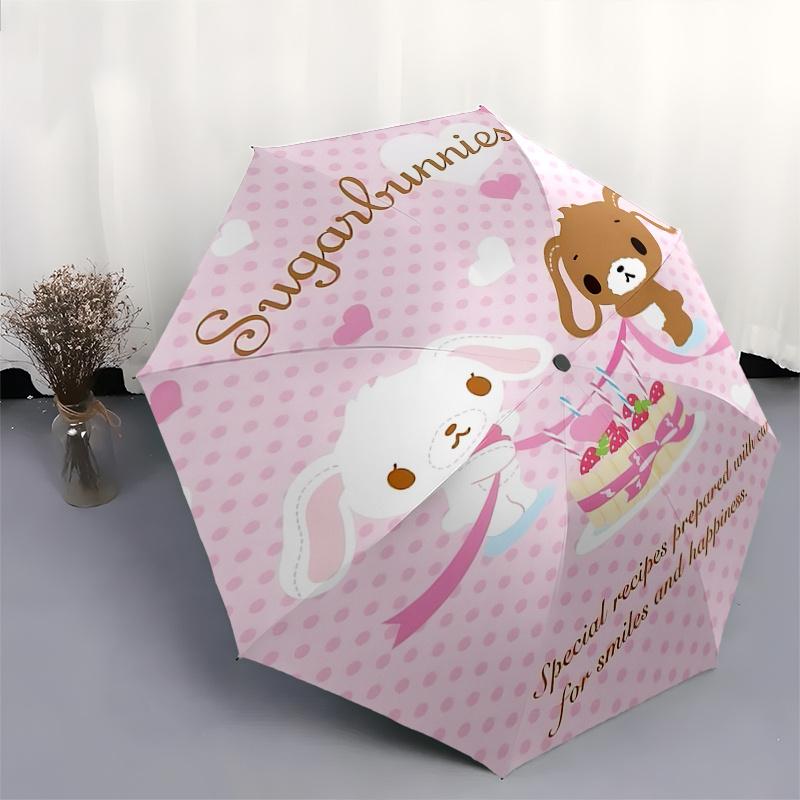 Sugarbunnies, Recipes Automatic Open/Close Umbrella-Cute Umbrella with Cute Design, Portable 3-Fold Compact Umbrella for Men & Women, Hallow