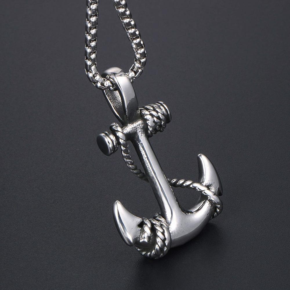 Vintage Personality Viking Anchor Necklace Pendant for Men Punk Stainless Steel Chain Anchor Pendant Men Jewelry Gift Wholesale