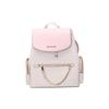 Flower Printed Chain Decorated Backpack PVC and Leather Backpack Large Size Women's Vanilla White and Light Pink