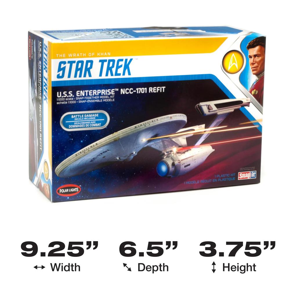 Polar Lights Star Trek: The Wrath of Khan U.S.S. Enterprise NCC-1701 Modified 1/1000 Scale Plastic Model Kit POL974