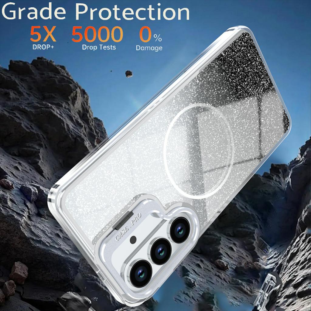 For Samsung Galaxy S26 Magnetic Case Gradient Glitter Shockproof TPU PC Phone Cover