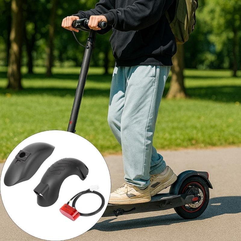 Parafango Ruota Anteriore/Posteriore Impermeabile per Scooter Parafanghi Allargati con Luci Posteriori per Parti di Scooter Elettrico Resistente
