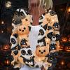 Damen Strickjacke mit langen Ärmeln und Halloween-Print, Knopfleiste vorne