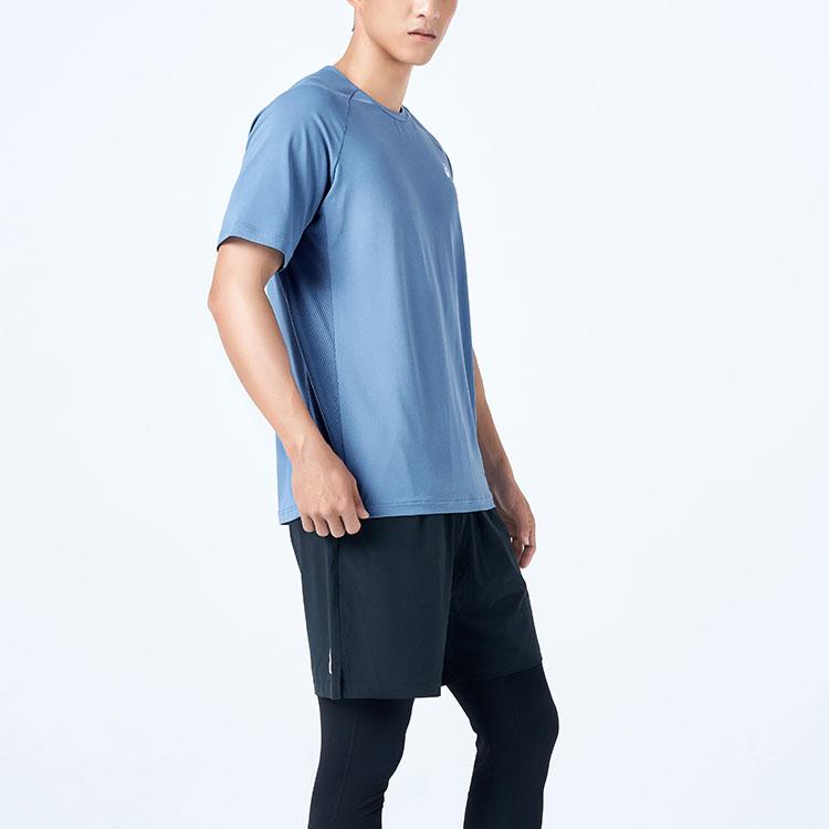 Asics Logo Round Neck Casual Sports Short Sleeve T-Shirt Men T-Shirts Blue 2031D733-400