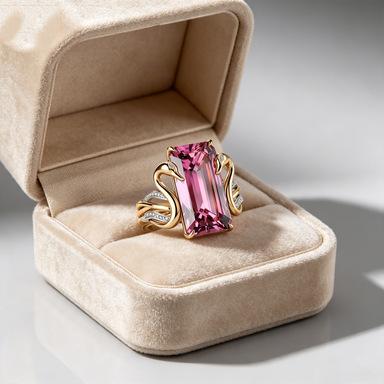 Europe and the United States hot-selling new women's square zircon ring luxury elegant swan gold ring