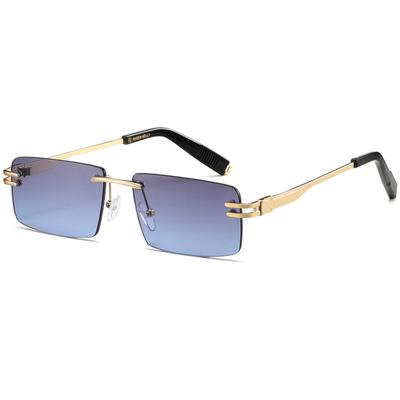 Retro Rimless Sunglasses Rectangular Super Small Frame Sunglasses Lens Eyewear [SHEEN KELLY] Men's Women's See-Through