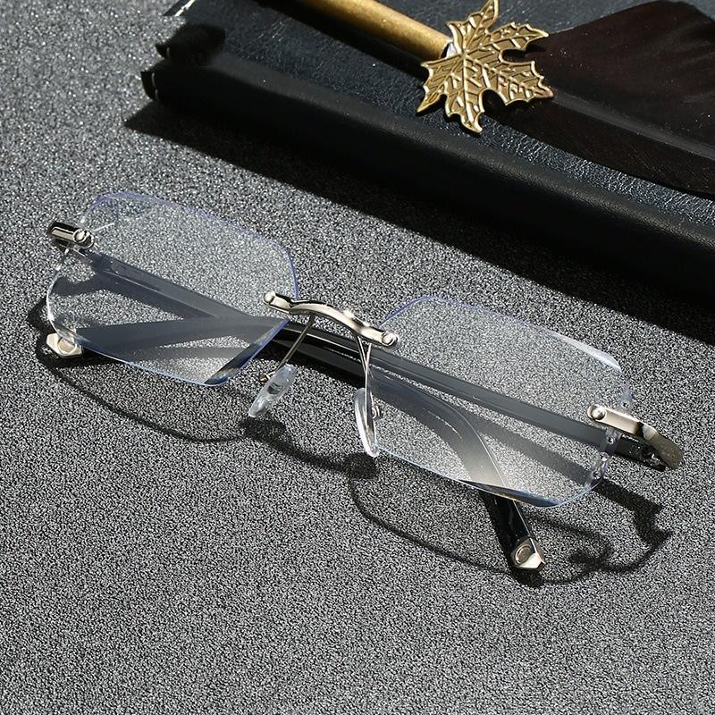 Rimless Blue Light Presbyopia Glasses Photochromic PC Lens Texture Presbyopia Glasses 0+100+150+200+250+300+350+400