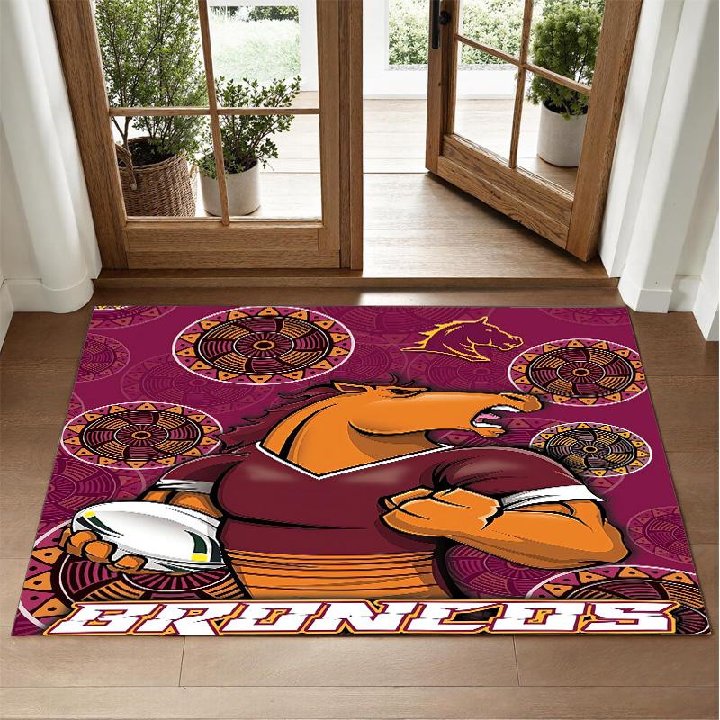 Brisbane Broncos Design Crystal Velvet Rug Soft Decorative Mat for Bedroom Entrance