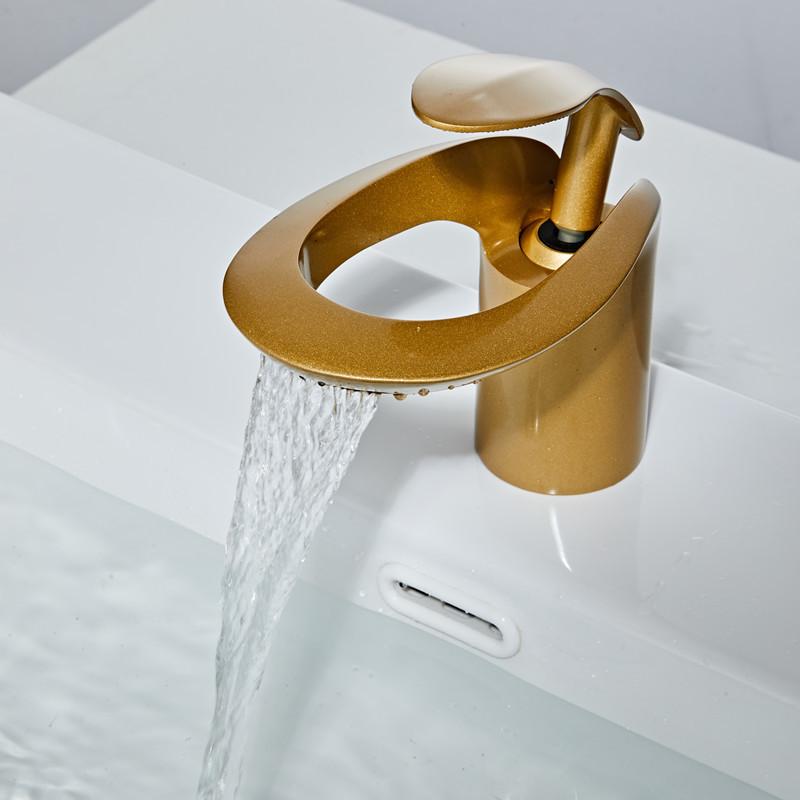 White Bathroom Basin Faucet Gray Sink Faucet Single Lever Hot and Cold Waterfall Crane Brass Sink Mixer Black Chrome Tap