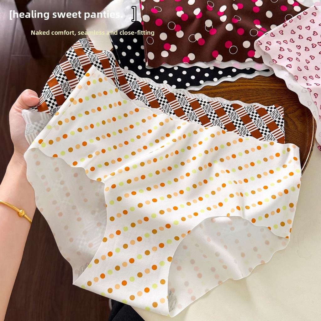 Ladies Summer Sweet Ice Silk No Trace Breathable Comfortable Extended Bottom Crotch Waist Triangle Briefs