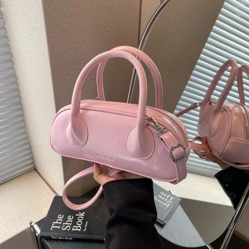 Casual solid interior compartment shoulder bag for women high quality PU zipper bags stitching line