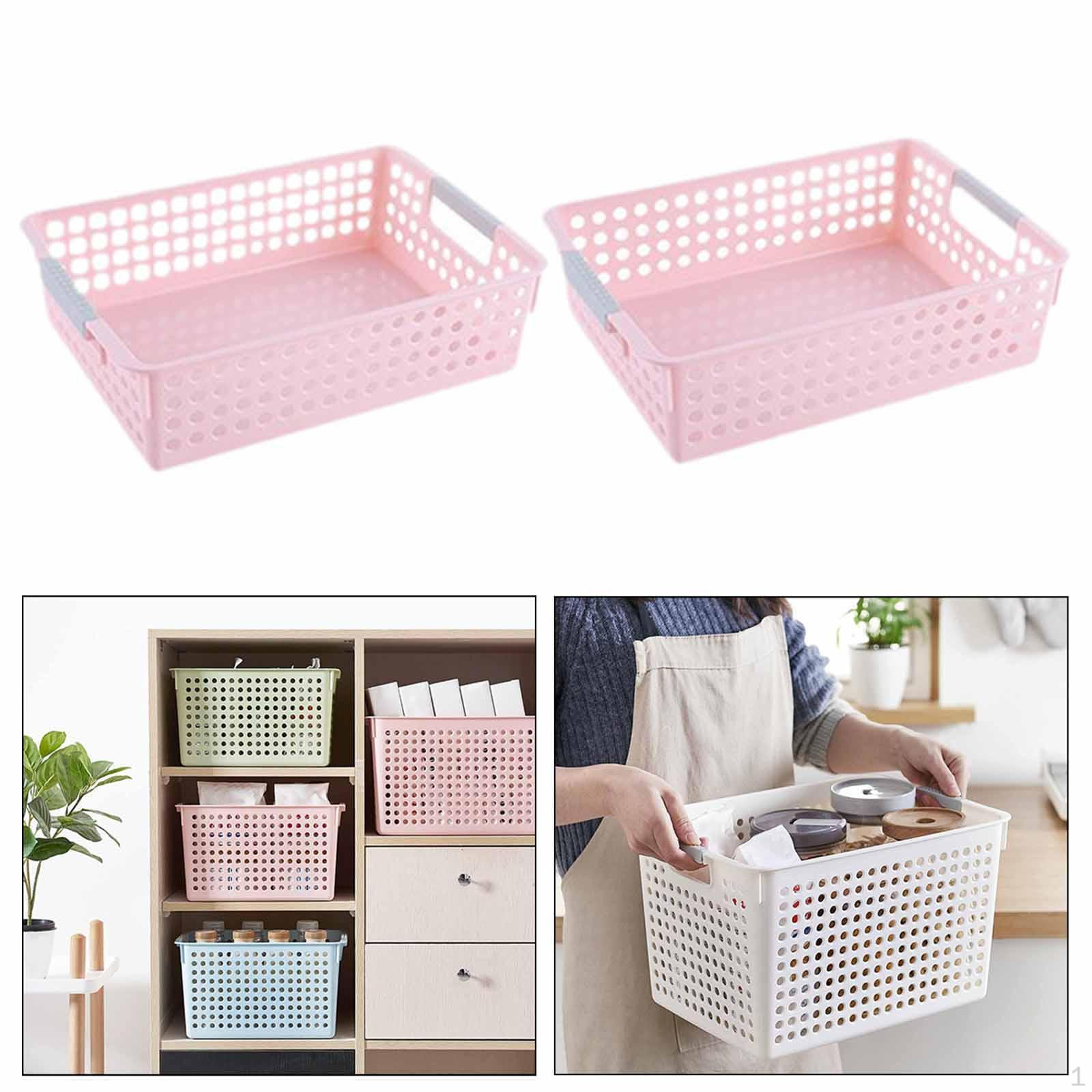 

2 Pieces Desktop Storage Basket Toy Organizer Bin Home Bins Multiuse Pencil for рожевий