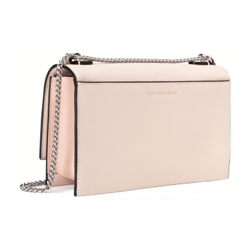 Calvin Klein Simple Chain Flap Pebbled Pattern Synthetic Material Shoulder Bag Crossbody Bag Regular Women's Ballet Pink