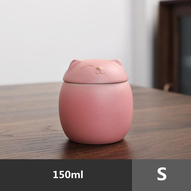 Cute cat Tea Caddy Ceramic Airtight Jar Storage Tea Cans Tea Box Storage Tank Tea Container Decorative Jar Sugar Bowl