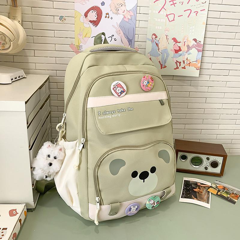 High-value Harajuku fresh and sweet candy-colored bear backpack, light and large-capacity backpack for junior high school students