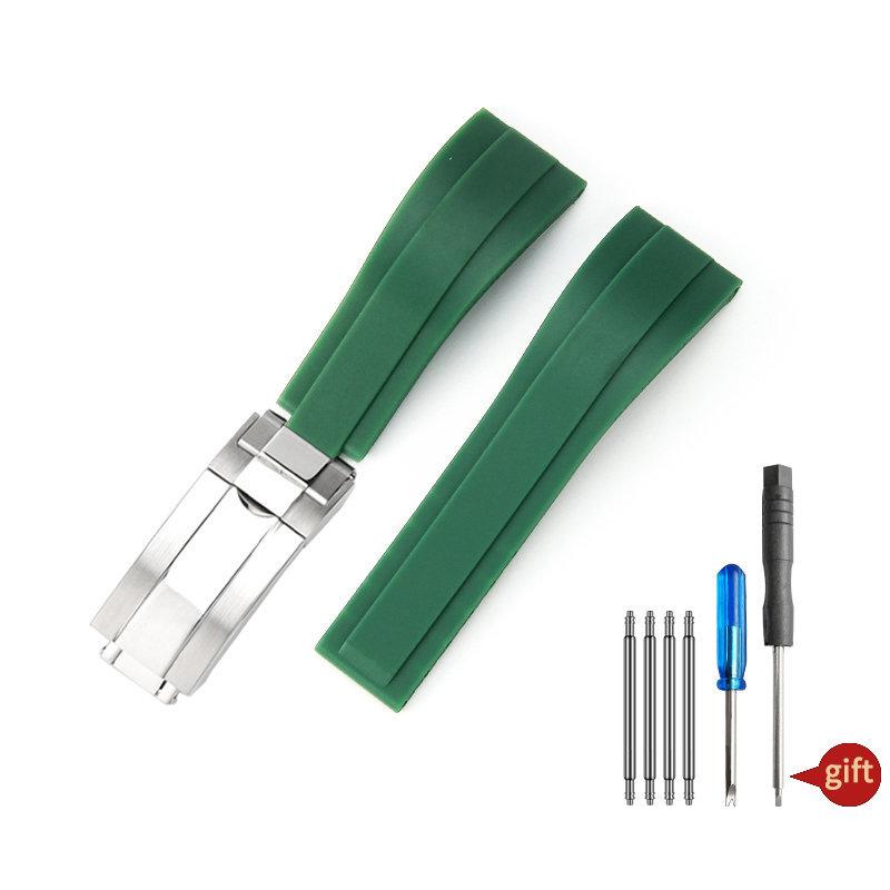 Watchband 20mm Nature Soft Silicone Rubber Watchband For Rolex Watch Strap Daytona Submariner GMT OYSTERFLEX Bracelet Folding Buckle