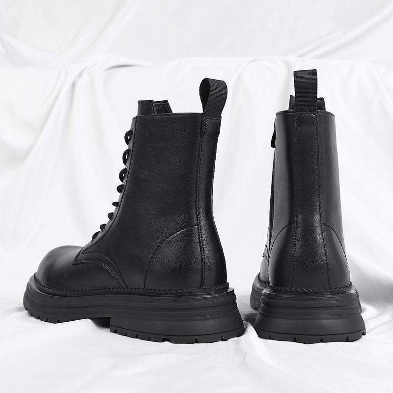 New Arrival Mens Motorcycle Boots Comfortable High Top Leather Shoes Fashion Simple Male Ankle Boots Classic Botas Walking Shoes