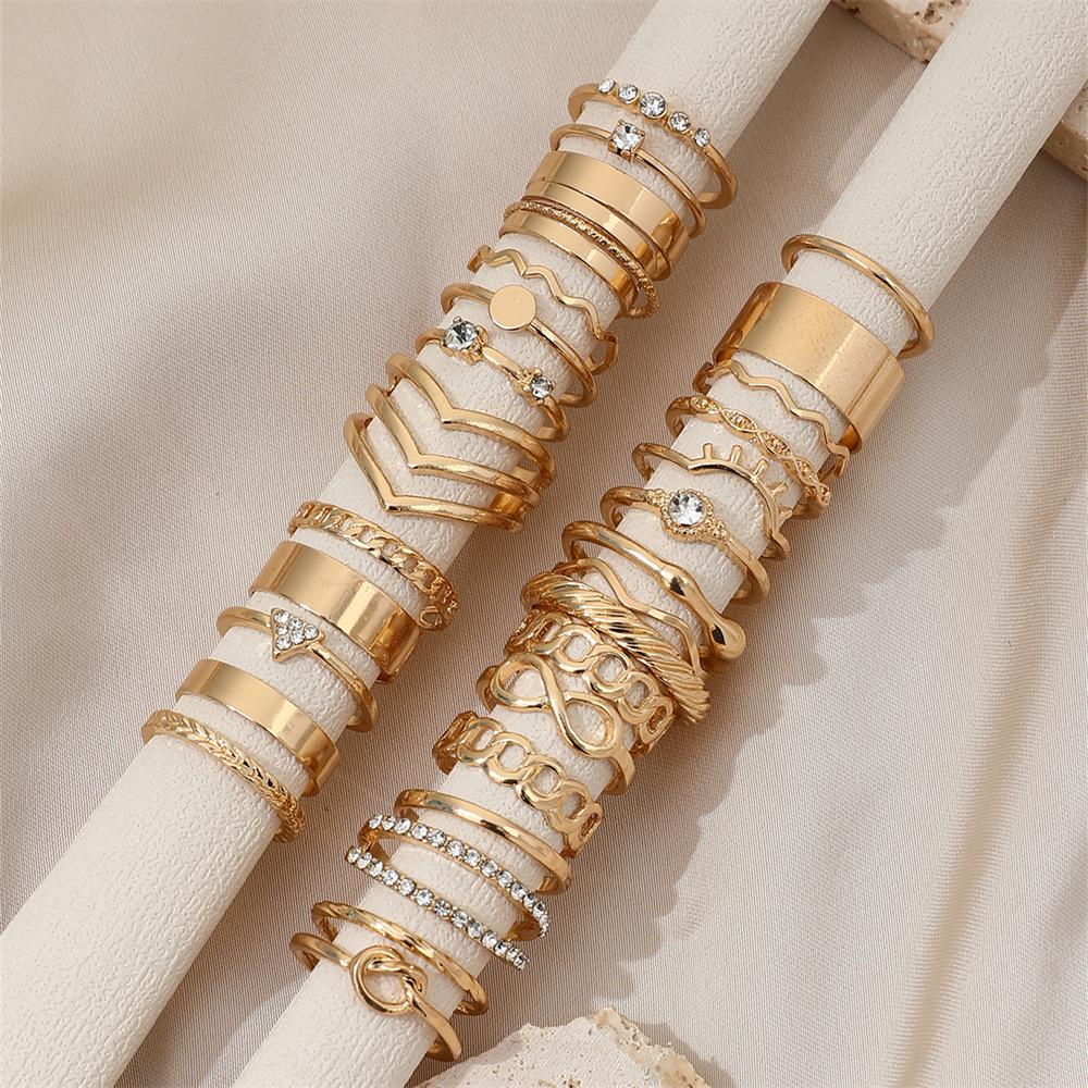 30Pcs Bohemian Geometric Knuckle Rings Set For Women Gold Silver Color Finger Ring Girls Fashion Party Jewelry Accessories