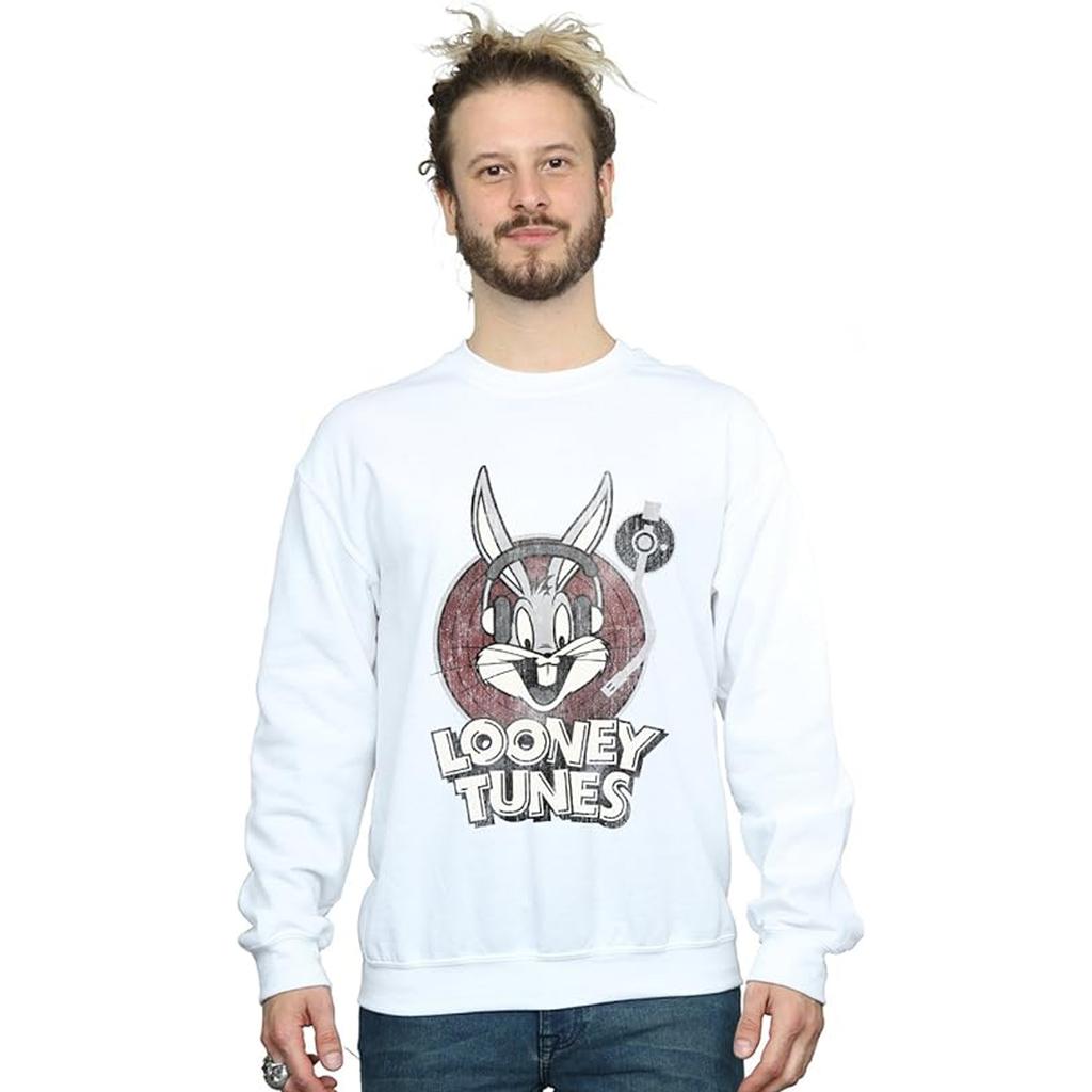 Looney Tunes Mens Bugs Bunny Circle Logo Sweatshirt