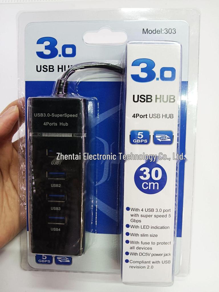 Universal USB 3.0 One-to-Four Hub for Desktop & Laptop Expansion