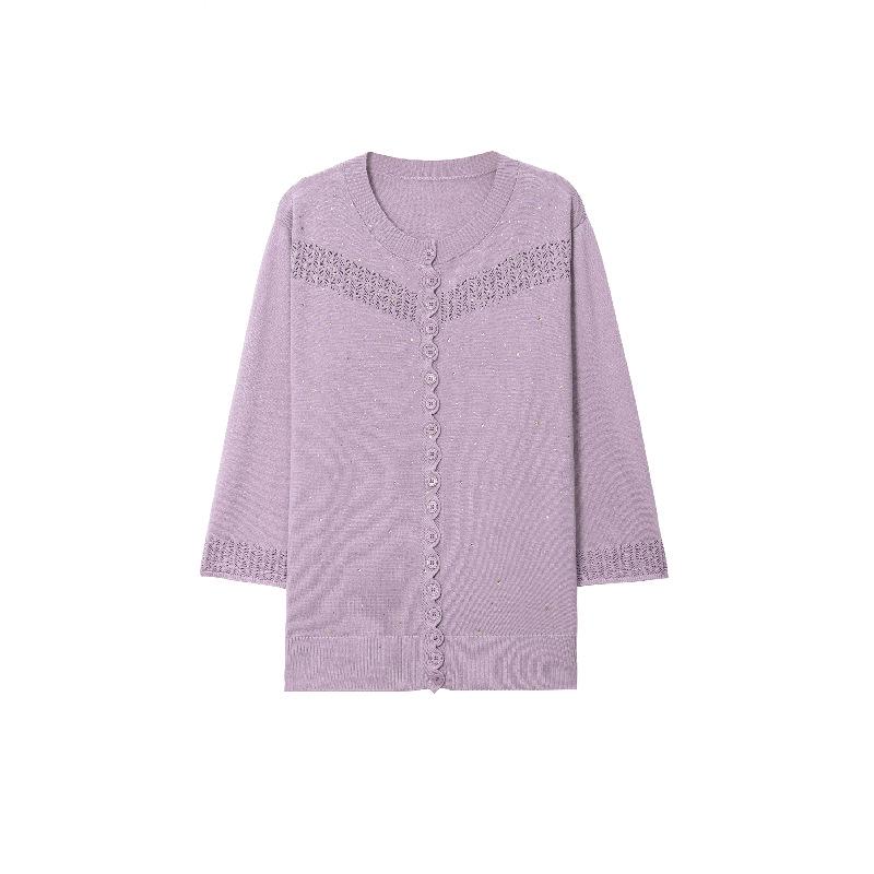 Stylish Knitted Pullover for Women, Ages 40-60: Three-Quarter Sleeve Top for Middle-Aged & Elderly