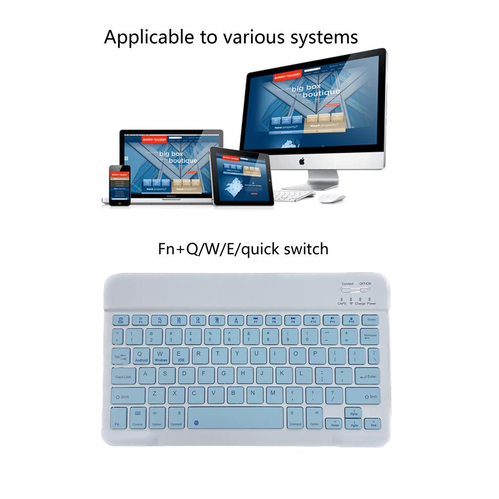 Ultra-Slim Bluetooth Keyboard Portable Mini Wireless Rechargeable for iPad Korean Japanese English Spanish Russian
