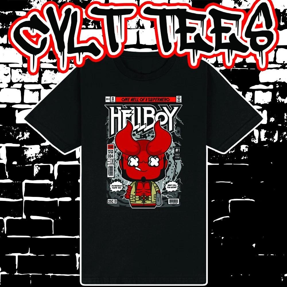 Men s and Women s T-shirts Hellboy Comic Book Cover style Tee ~ 100% Cotton XXXXL