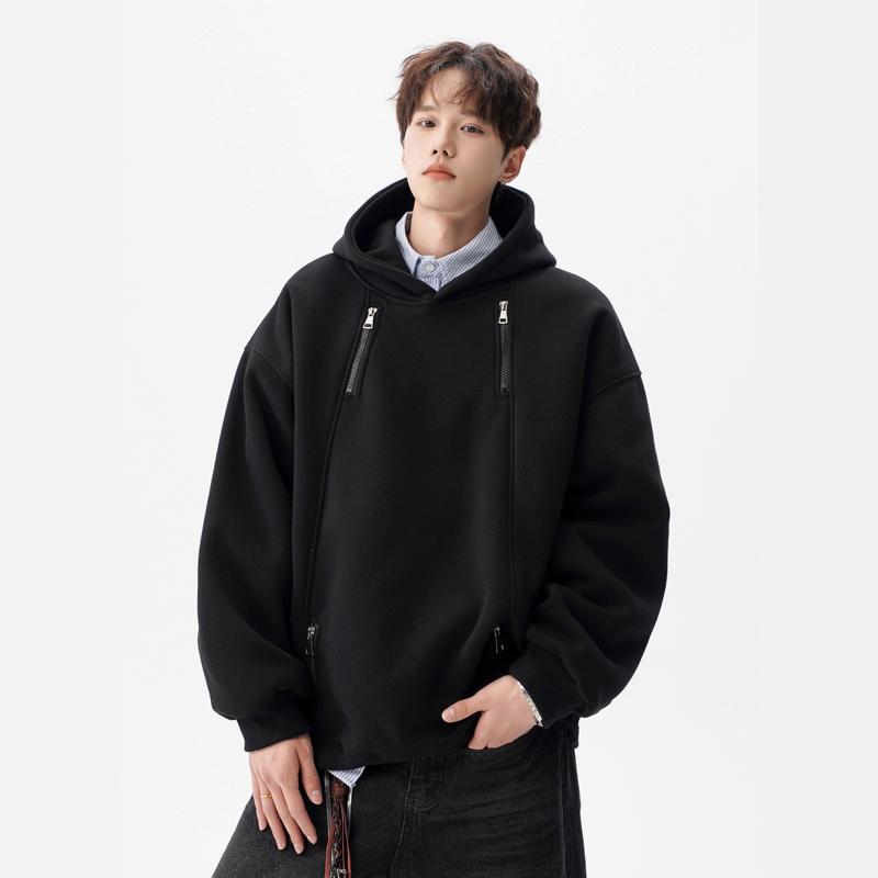 Autumn Winter New Arrival American Style Hoodie For Men Trendy Double Zipper Design Sense Loose Versatile Hooded Jacket