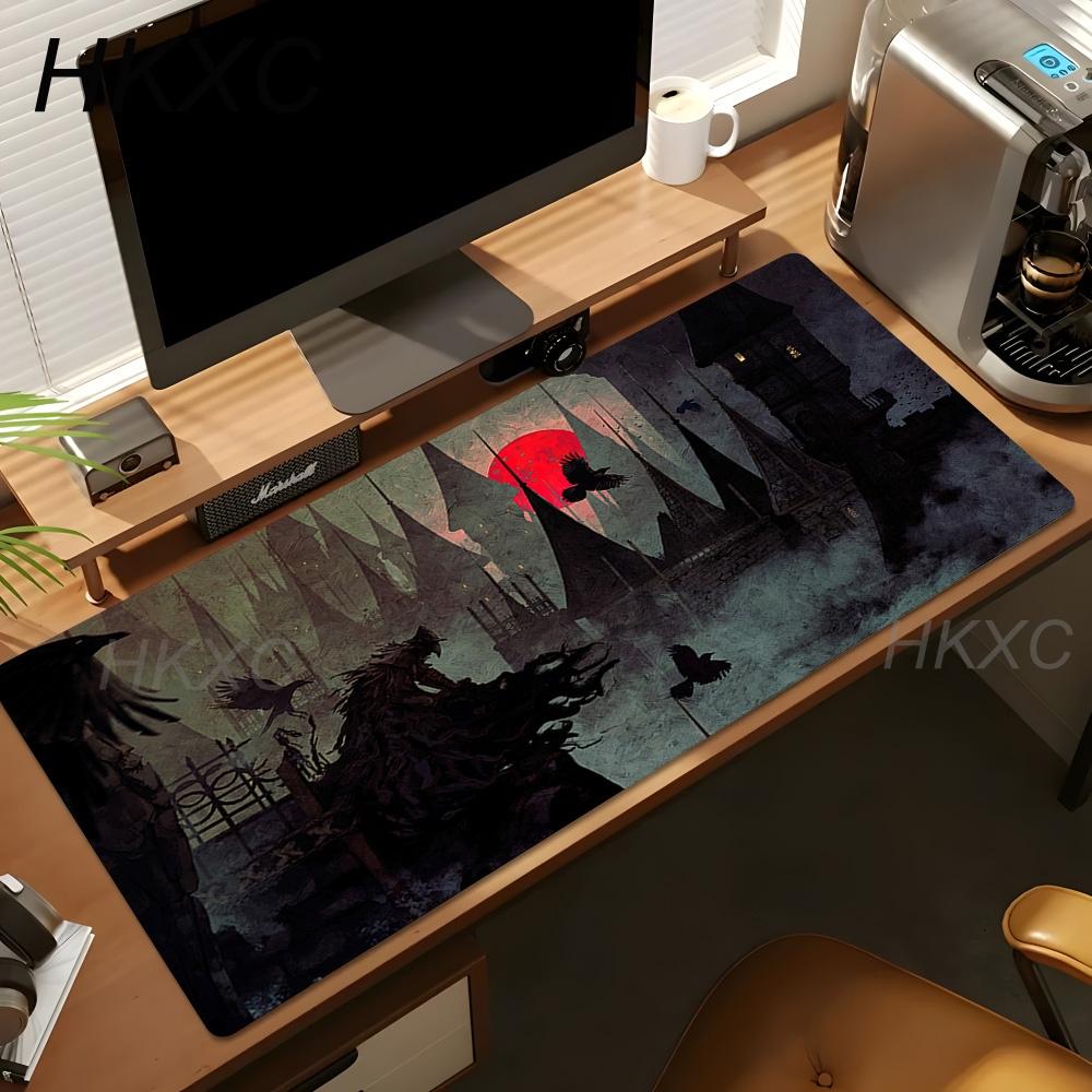 90x40cm PC Anime Cartoon Neu HD Schreibtischunterlage Bloodborne Großes Gaming-Mauspad Büro Laptop Zubehör Anti-Rutsch-Mauspad Teppich