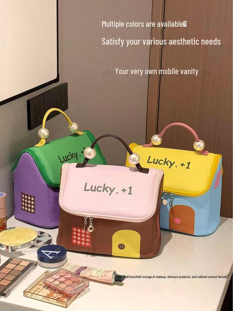 Dopamin Wasserdichte Make-up-Tasche mit großem Fassungsvermögen - Tragbare Kosmetik-Aufbewahrungshandtasche