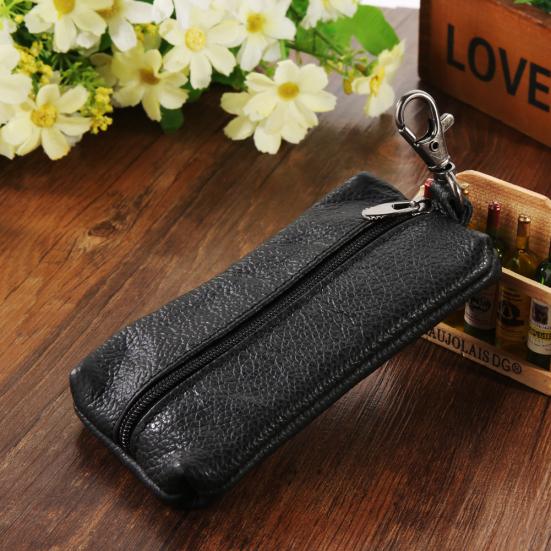 Genuine Leather Key Holder Wallet Men Keys Organizer Women Zipper Key Chain Case