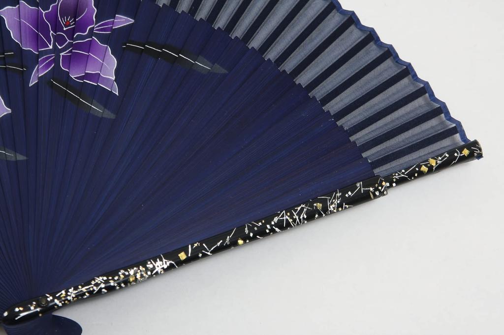 Faltfächer für mit Fächeretui und Präsentationsbox [Hasegawa] Damen im Kyoto-Stil, (Cattleya, Marine)