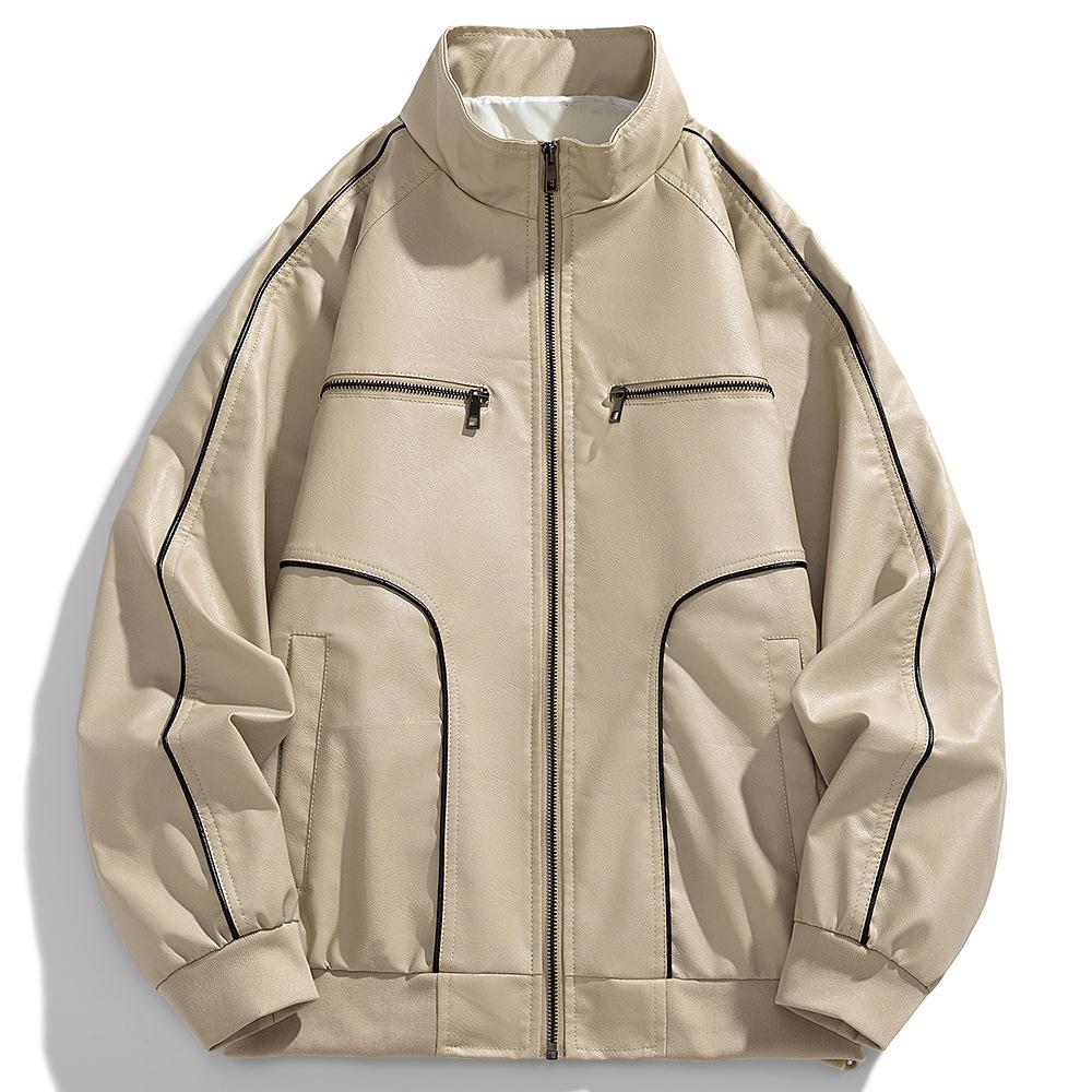 

New Stand Collar Casual Versatile Men s Leather Jacket Men s Loose Jacket 5XL