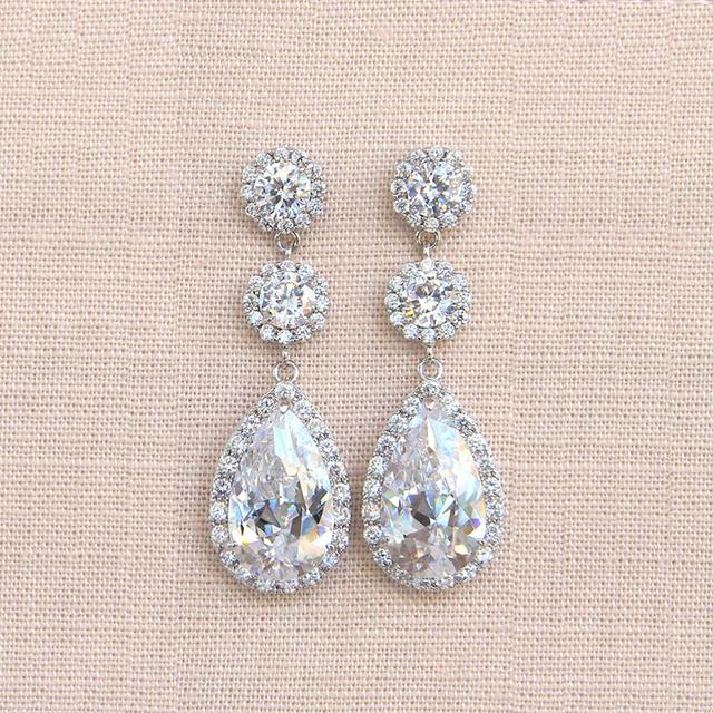 Dazzling Zirconia Drop Earrings Women Luxury Female Party Jewelry Gorgeous Wedding Accessories for Bridal Exquisite Gift