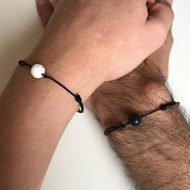 Couples Bracelets Friendship Love Cuff Moon And Sun Leather Braid Present Present Adjustable Current Voguish Fashionable InnovativeTrendy Cuff