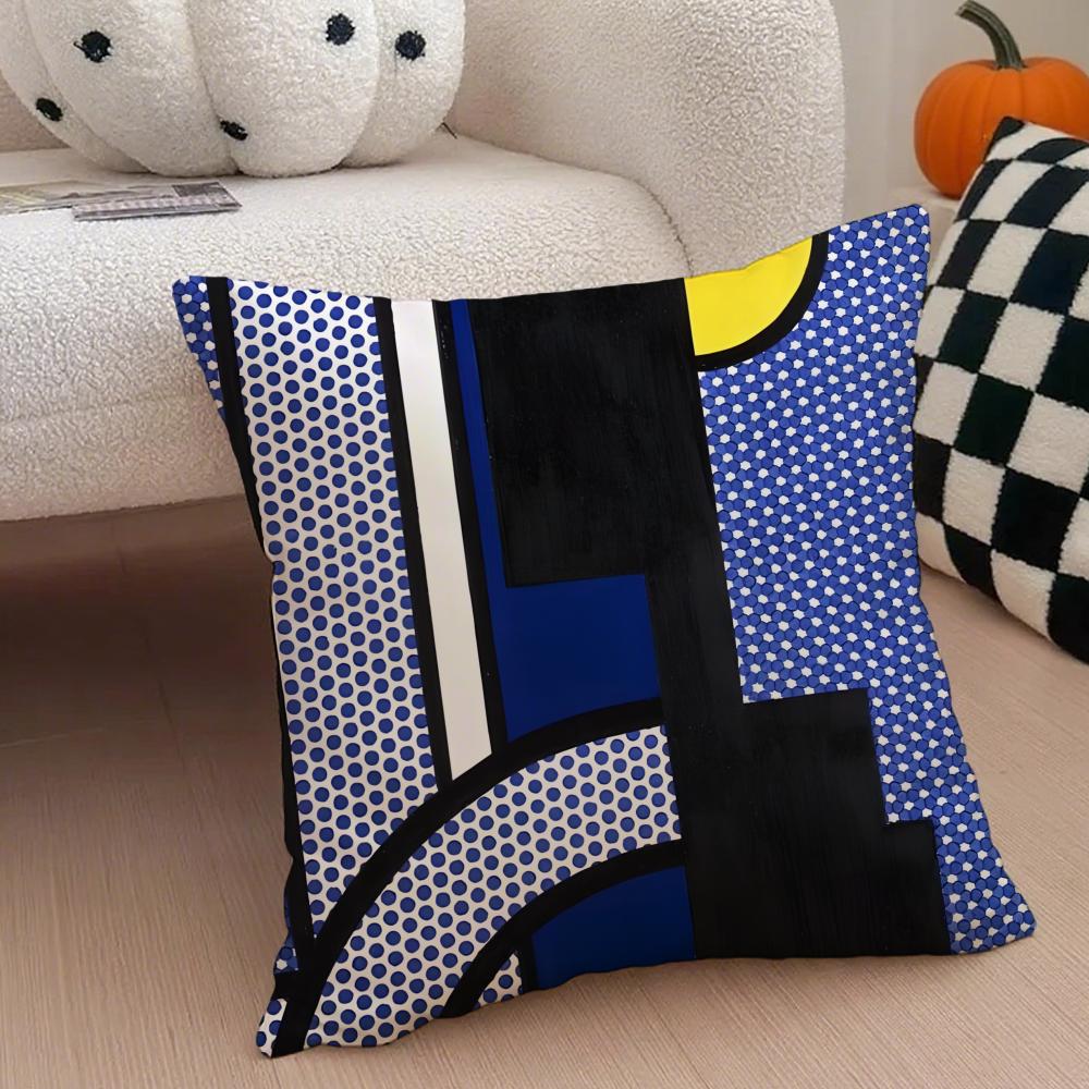 Pop Art R-Roy Lichtensteins Fashion Cushion Cover Throw Pillow Cover Hidden Button Durable Polyester Chair Cushion