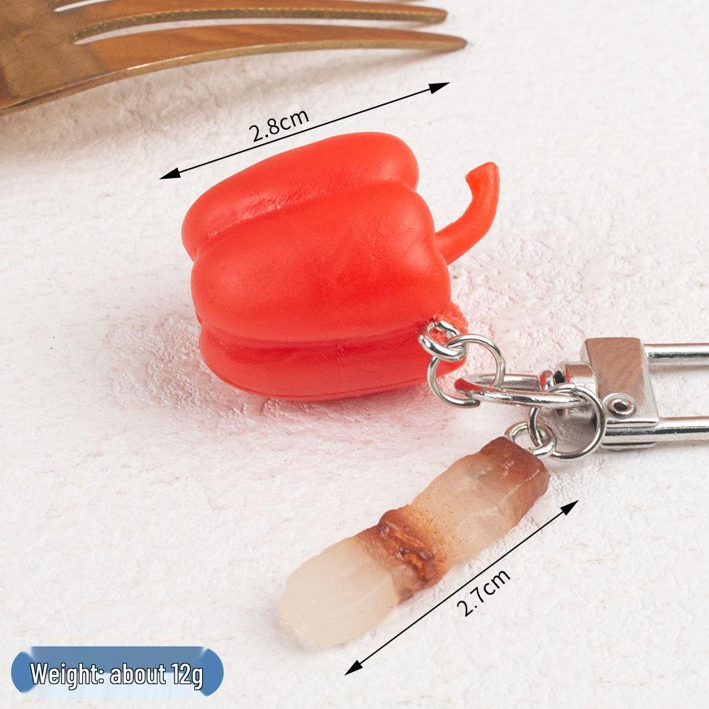 Miniature Food Keychain: Fruit, Vegetable & Beef DIY Backpack Pendant Toy