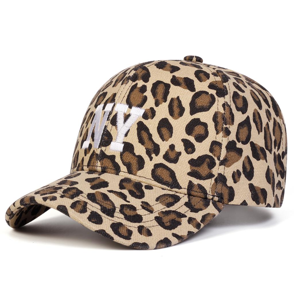 Men Letter Embroidered Leopard Baseball Cap Outdoor Adjustable Sunscreen Leisure Hat Spring Autumn Travel Tourism Beach Vacation