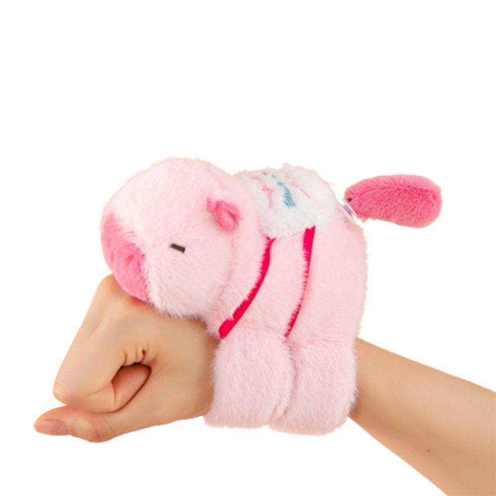 

Плюшевая кукла капибара-грызун, браслет, имитация капибары, плюшевый браслет на запястье, подарок на день рождения розовый