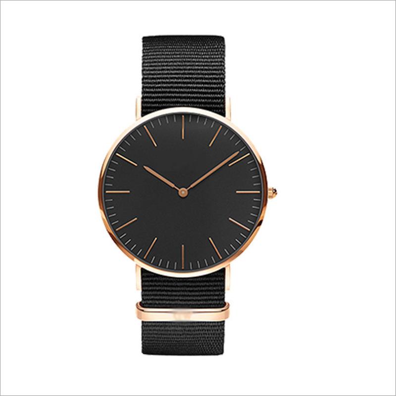 Classic simple thin large dial watch two-pin color matching nylon canvas with quartz watch men's and women's leisure watch