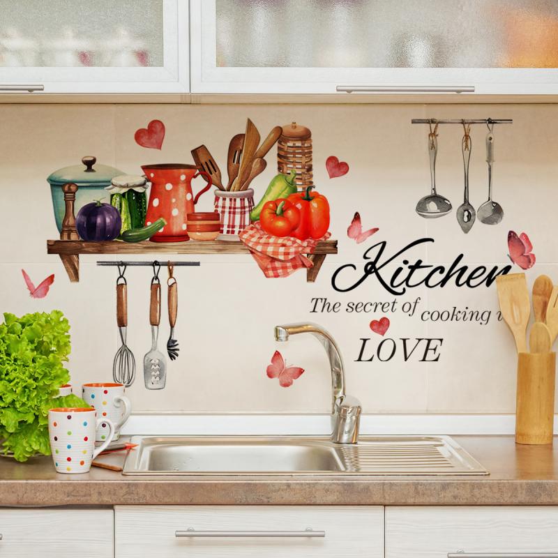Vzor Kuchyňské Potřeby Samolepka na Zeď Pro Kuchyň Restauraci Pozadí Dekorace Nástěnná Malba Umění Domácí Dekorace