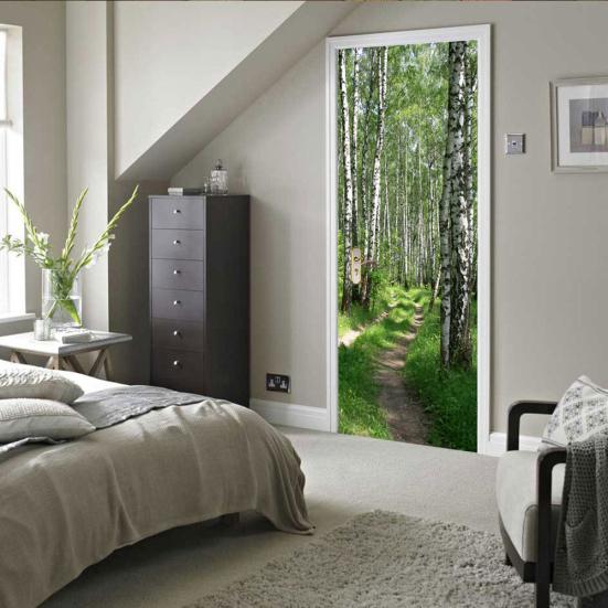 Adesivi 3D per porte interne e rami, autoadesivi da parete per camera da letto, casa, soggiorno, camera da letto, ufficio, bagno, casa, miglioramento, 77 cm x 200 cm