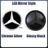 Heißer Autoaufkleber Passend für Mercedes Benz Chrom Silber Frontgrill Spiegel Stern LED Weiß Beleuchtete Embleme X253 W167 X167 W447 2