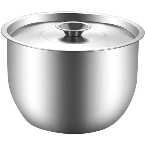 

NICE FIVE Deep Bowl, Stainless Steel Cookware, Ideal for Baking, Bread, Salads, and Egg Beating, Ideal for Home and Commercial Use (21cm, with Lid)