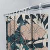 High-Quality Fabric Shower Curtain with White Hibiscus Flowers Printed in Greenish Blue Perfect Decor for Your Bathroom