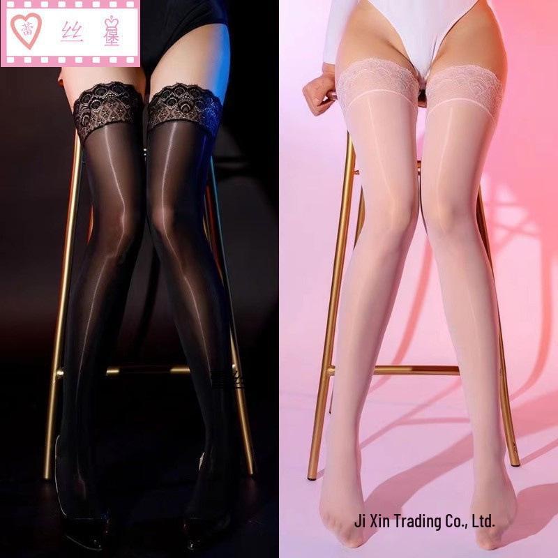 Silky Shiny Lace Silicone Non-Slip Long Thigh-High Stockings