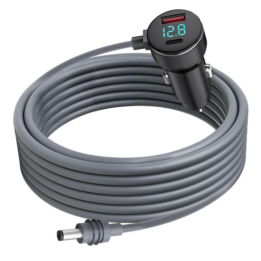 Ethernet Mini 3-in-1 Digital Display Car Cigarette Lighter DC Power Cord (3M)